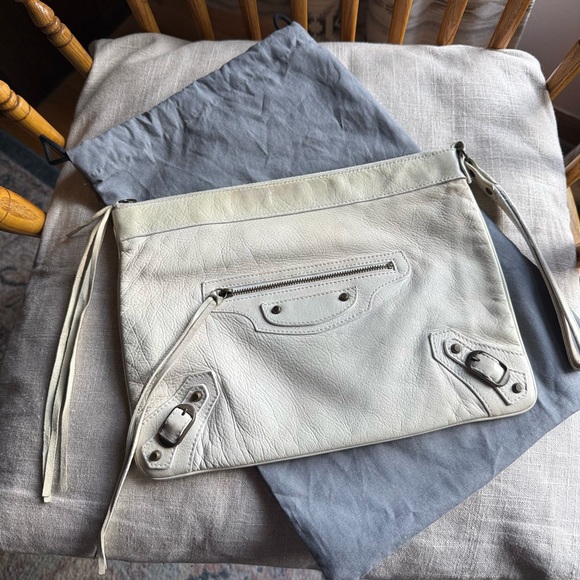 Balenciaga Handbags - BALENCIAGA 2004/05 City/First Moto Flat Case Clutch w/Strap in White